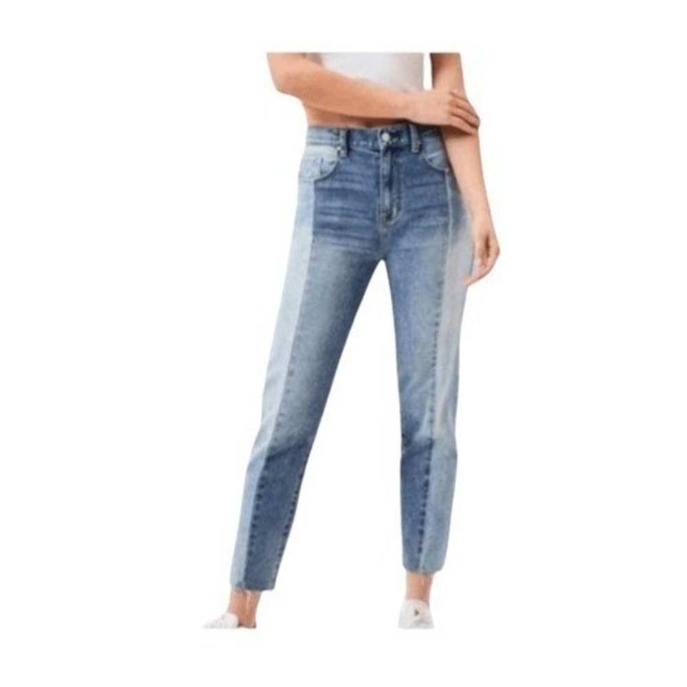 PacSun Vintage Icon Patchwork Hi-Rise Mom Jeans Blue Distressed Denim